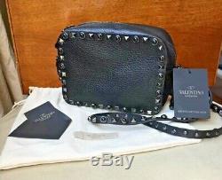 NEW Valentino Garavani Rockstud Rolling Noir Black Shoulder Crossbody Bag $1845