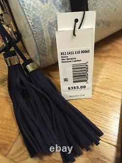 NWT Brahmin Claire Sky Berwick Leather Roll Barrel Bag w Studs & Tassels $355