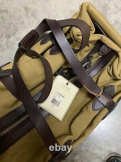 NWT CC FILSON Rugged Twill Rolling Duffle Bag Small Tan Brown Leather