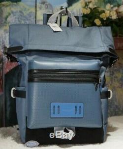 NWT Coach F67312 Mens TERRAIN ROLL TOP Backpack In BLUE Leather & Fabric $498