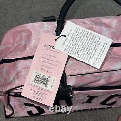 NWT Juicy Couture Pink Marble Rolling Travel Bag W. Retractable Handle