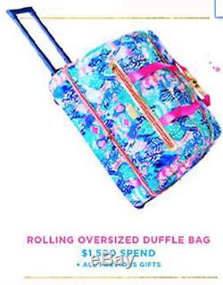 NWT Lilly Pulitzer Rolling Oversized Duffel Bag in Quill Out Luggage