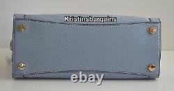 NWT Michael Kors Collins Pebbled Leather Large Satchel Pale Blue MSRP $368