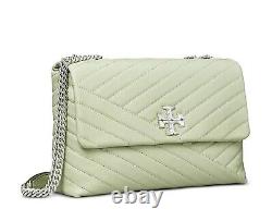 NWT Tory Burch Kira Chevron Convertible Leather Shoulder Bag Pine Frost/Rolled