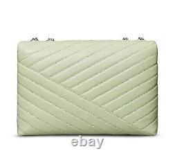 NWT Tory Burch Kira Chevron Convertible Leather Shoulder Bag Pine Frost/Rolled
