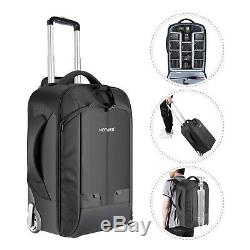 Neewer Black Nylon Convertible Rolling Camera Backpack Case Bag 21.7x13.8x10.2