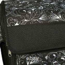 New Black Floral Rolling Tote Sewing Machine Wheeled Carrier Storage Bag Case