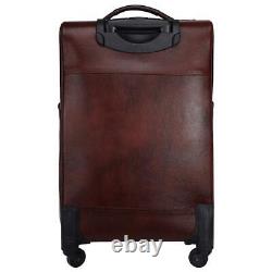 New Brown Leather Rolling Duffle Bag Trolley Wheeled Luggage Suitcase 24 Inch
