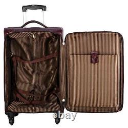 New C-Brown Leather Rolling Duffle Bag Trolley Wheeled Luggage Suitcase 24 Inch
