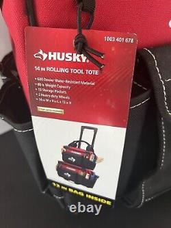 New Husky 14-inch Rolling Tool Storage Tote 80lb with Bonus Bag 12 Inch Tool Bag