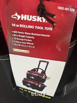 New Husky 14-inch Rolling Tool Storage Tote 80lb with Bonus Bag 12 Inch Tool Bag