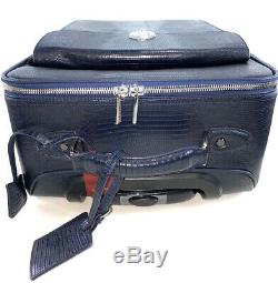 New Stefano Ricci Blue Luxury Calfskin Leather Rolling Carry-on $4.9k Rare