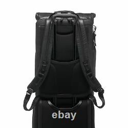 New Tumi Alpha Bravo London Roll-Top Backpack Black Leather 932388DL