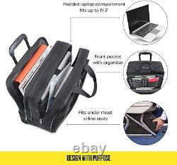 New York Empire Rolling Laptop Bag. Rolling Briefcase for Women and Men. Fits up