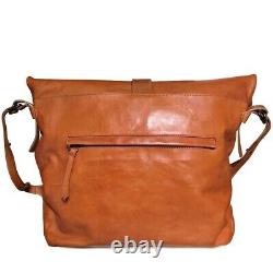 Officine Creative Tan Leather Roll-Top Messenger Bag Crossbody 16 Laptop $980