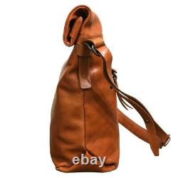 Officine Creative Tan Leather Roll-Top Messenger Bag Crossbody 16 Laptop $980