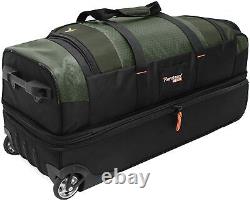 Olive Pathfinder Gear 26 Large Drop Bottom Rolling Wheeled Duffel Bag $340