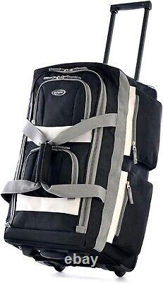 Olympia 22 Bag U Shape 8 Pocket Rolling Polyester Duffel Luggage WithHandle, BLK
