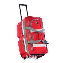 Olympia 8 Pocket Rolling Duffel Bag, Red, 22 inch