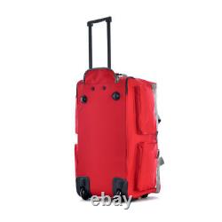 Olympia 8 Pocket Rolling Duffel Bag, Red, 22 inch