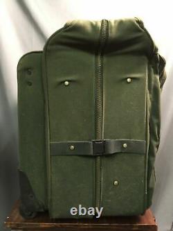 Orvis Battenkill Super Magnum Roll Case Leather Canvas Green Garment Bag Luggage
