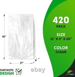 PUREVACY Dry Cleaning Bags Roll of 420 pcs, 21 x 4 x 60 Clear Plastic Garment