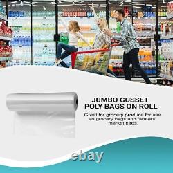 Pack of 125 X-Large Jumbo Gusset Poly Bags on Roll 26 x 24 60. Perforated Clear