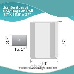 Pack of 435 Jumbo Gusset Poly Bags on Roll 25 x 15 30. Large Perforated Clear