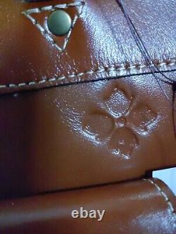 Patricia Nash Bolsena Italian Leather Tan Tote Bag Wth Makeup Roll Pouch New