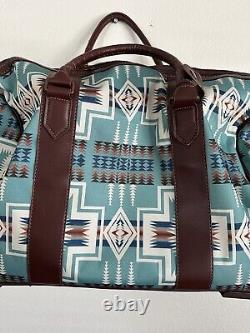 Pendleton Southwestern Navajo Harding Aqua Native Aztec Print Rolling Duffle Bag