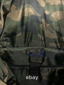 Polo Ralph Lauren Mountain Roll-Top Backpack Bag Olive Green Camo Lining $175
