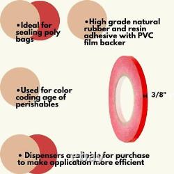 Poly Bag Sealing Tape 3/8 x 180 Yards 2.3 Mil Thick Choose Your Color & Qty