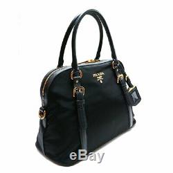 Prada Tessuto Nylon and Saffiano Leather Black Convertible Satchel Bag 1BB013