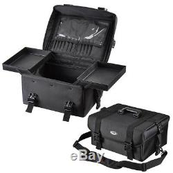 Pro 2in1 Soft Sided Rolling Makeup Trolley Train Case Bag withDrawer Artist Black