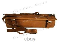 Professional Lightweight Genuine Leather 10 Pockets Chef Knife Bag/Roll #K02-BU
