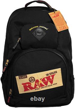 RAW Natural Rolling Papers RAW Black Bakepack Smell Proof Backpack FREE SHIPPING