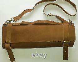 Real Genuine Hand made Tan Leather Chef Knives Bag/Storage/Pouch/Wallet/Roll