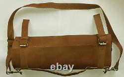 Real Genuine Hand made Tan Leather Chef Knives Bag/Storage/Pouch/Wallet/Roll