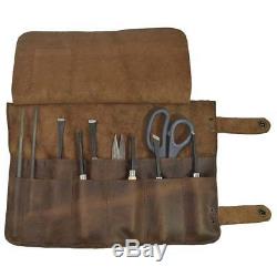 Real Leather Tool Wrench Roll Up Handmade Bag Hand Tool Organizer Pouch Vintage