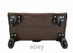 Ritsy 20 Computer Laptop Tote Rolling Wheel Case Luggage Purse Bag Brown Croc
