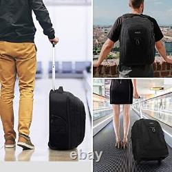 Rolling Backpack Waterproof 18 Inch Wheeled Backpack Carryon Bag Luggage Suitcas
