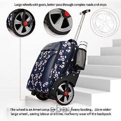 Rolling Backpack Waterproof with Wheels for Business, College 20inch Floral