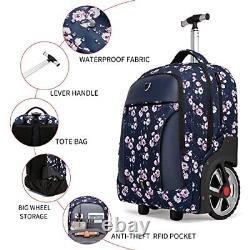 Rolling Backpack Waterproof with Wheels for Business, College 20inch Floral