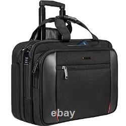 Rolling Briefcase Laptop Bag, 17.3 Computer bag with wheels, Water Repellent