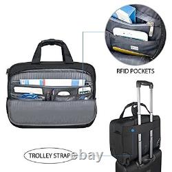 Rolling Briefcase Laptop Bag, 17.3 Computer bag with wheels, Water Repellent