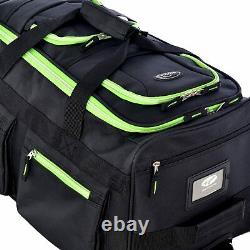 Rolling Carry On Bag Travel Luggage Black Lime Duffel With Wheels 22 inch Sack