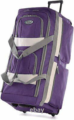 Rolling Carry On Bag Travel Luggage Lavender Duffel With Wheels 22 inch Sack Pk