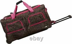 Rolling Duffel Bag Luggage Vacation Flying Wheels Leopard Print Bundle Gym Pack