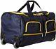 Rolling Duffel Bag Luggage Vacation Flying Wheels Navy Blue Bundle Gym Pack Sack