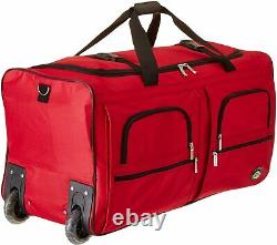Rolling Duffel Bag Red Luggage Vacation Flying With Wheels Gym Bag Bundle Pack